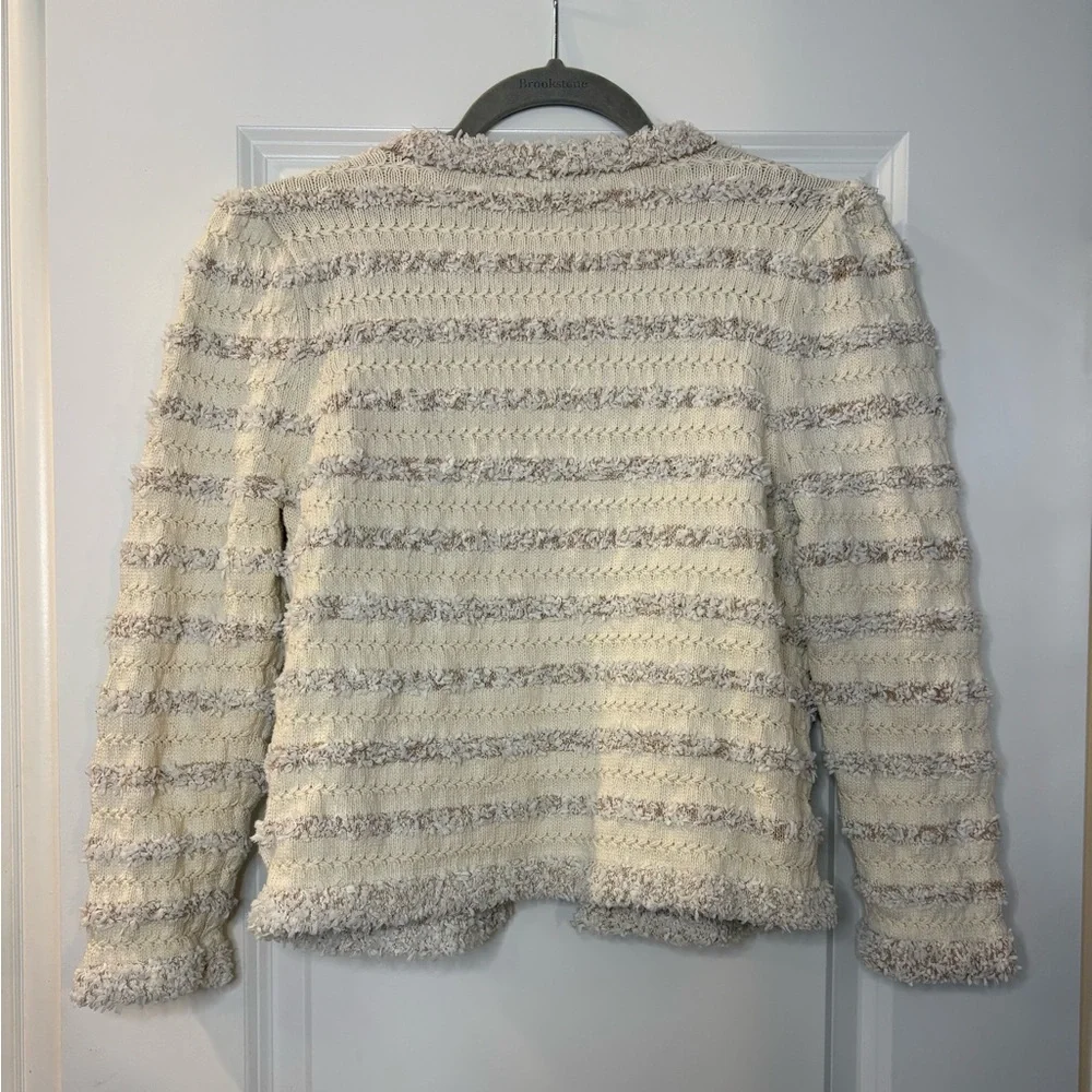 Ann Taylor White Textured Open Front Sweater Size MP - Picture 2 of 4